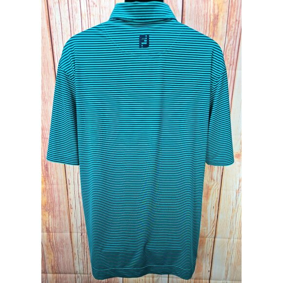 FOOTJOY FJ Men's Green Striped Lisle Golf Polo Large - Picture 2 of 8